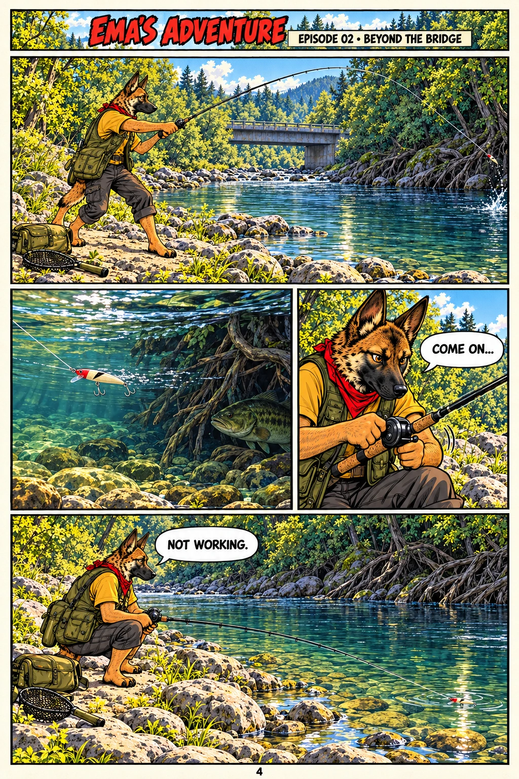 Episode 2, page 4 of 12; English comic artwork and dialogue