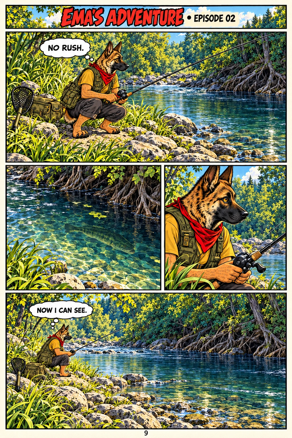 Episode 2, page 9 of 12; English comic artwork and dialogue