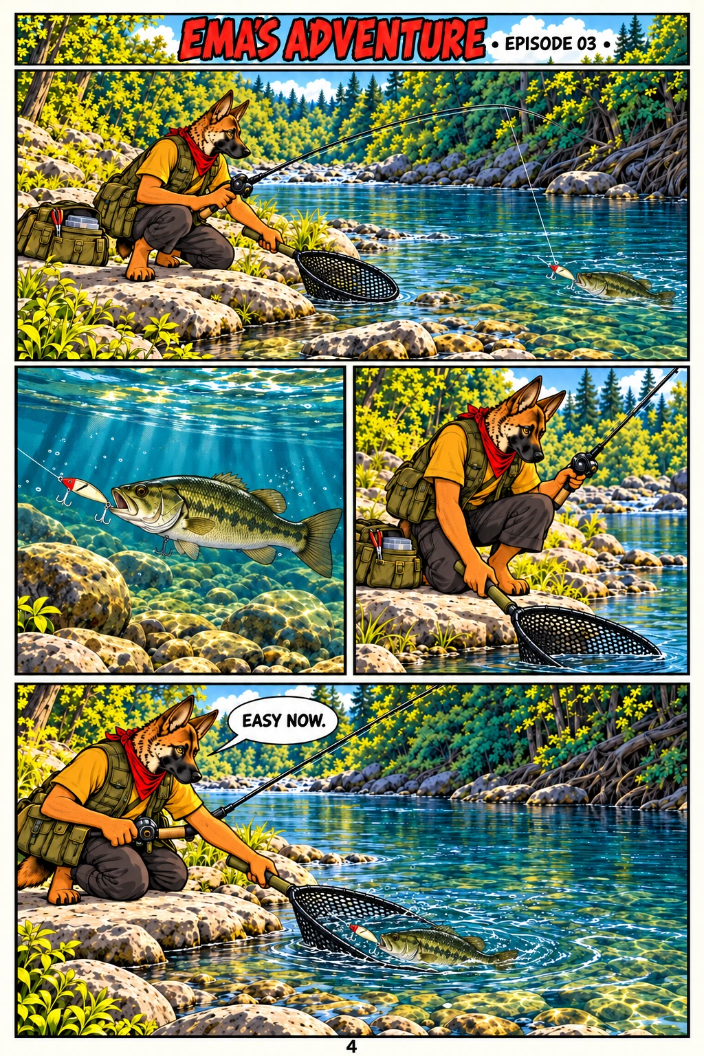 Episode 3, page 4 of 12; English comic artwork and dialogue