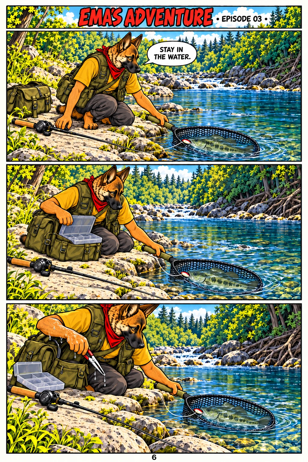 Episode 3, page 6 of 12; English comic artwork and dialogue