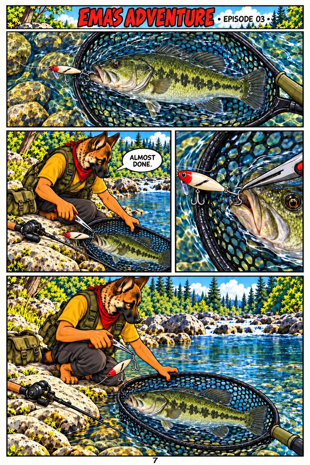 Episode 3, page 7 of 12; English comic artwork and dialogue