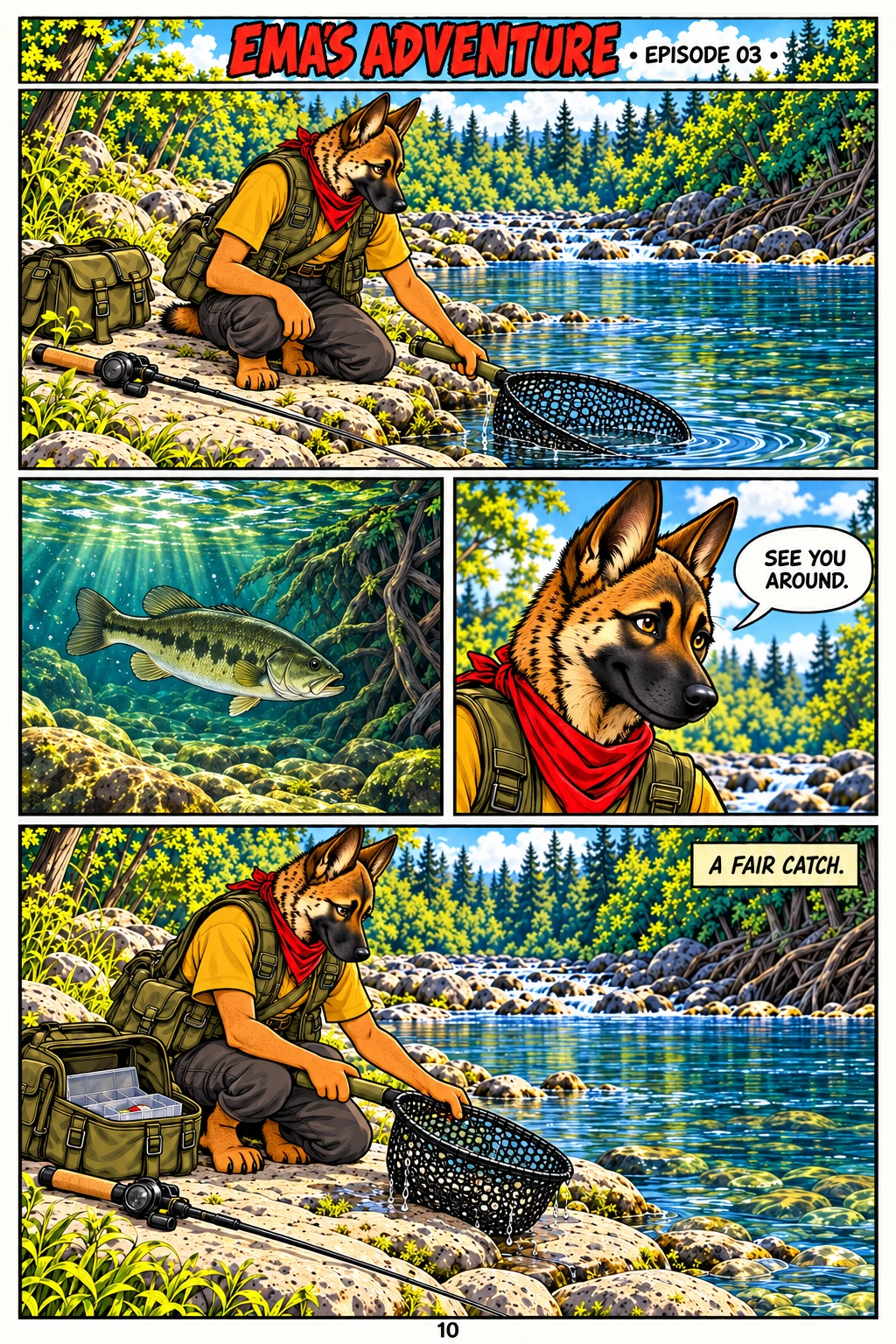 Episode 3, page 10 of 12; English comic artwork and dialogue