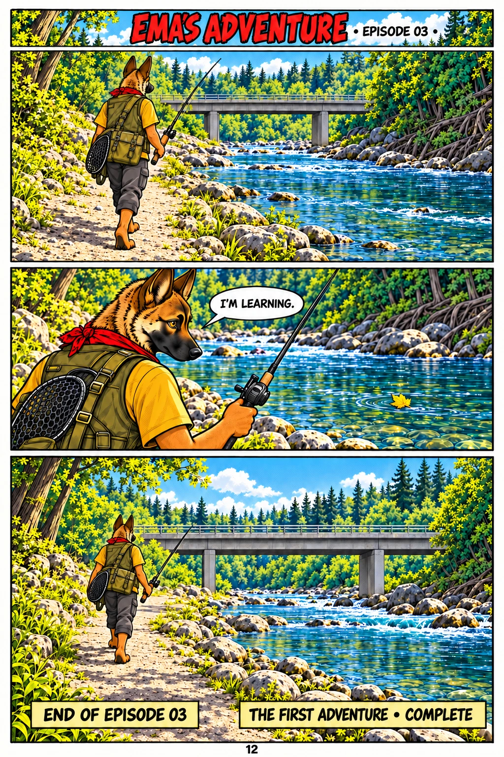 Episode 3, page 12 of 12; English comic artwork and dialogue